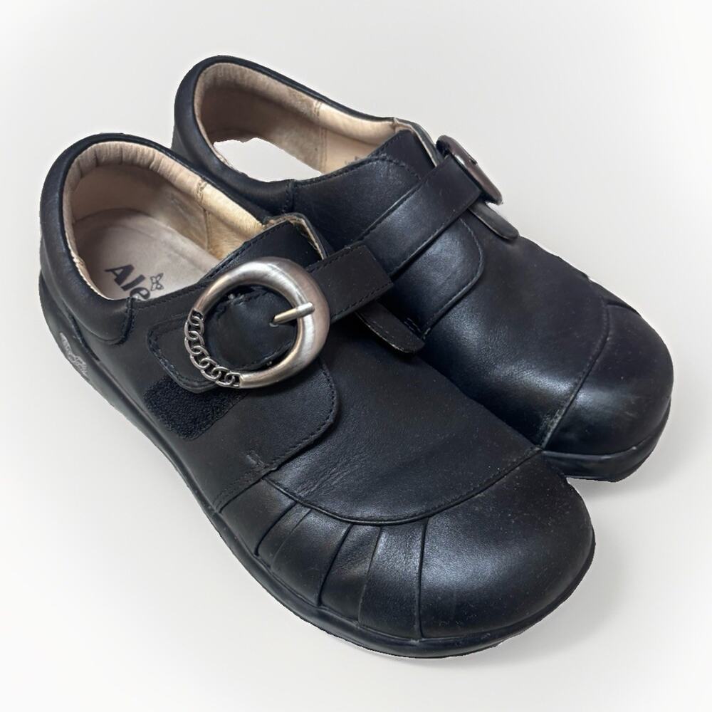 Alegria Womens EU 39 US 9 - 9.5 Black Leather Comfort Shoes Buckle Strap KHL-601